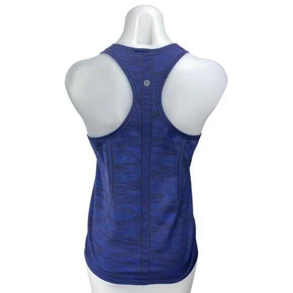 Lululemon Blue Black Swiftly Tech Racerback Sleeveless Yoga Athletic Tank Top M - Picture 2 of 3